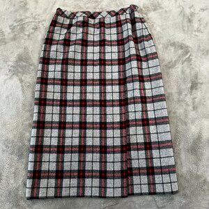 Pendleton Gray and Red Plaid Midi Skirt